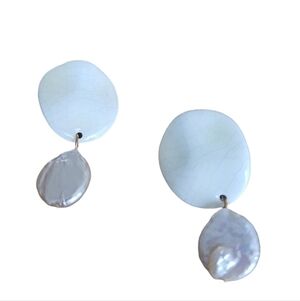J.CREW Freshwater pearl disc drop earrings